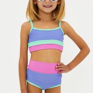 Girls Beach Riot Little Eva & Emmie High Tide Colorblock Bikini Swimsuit 9/10